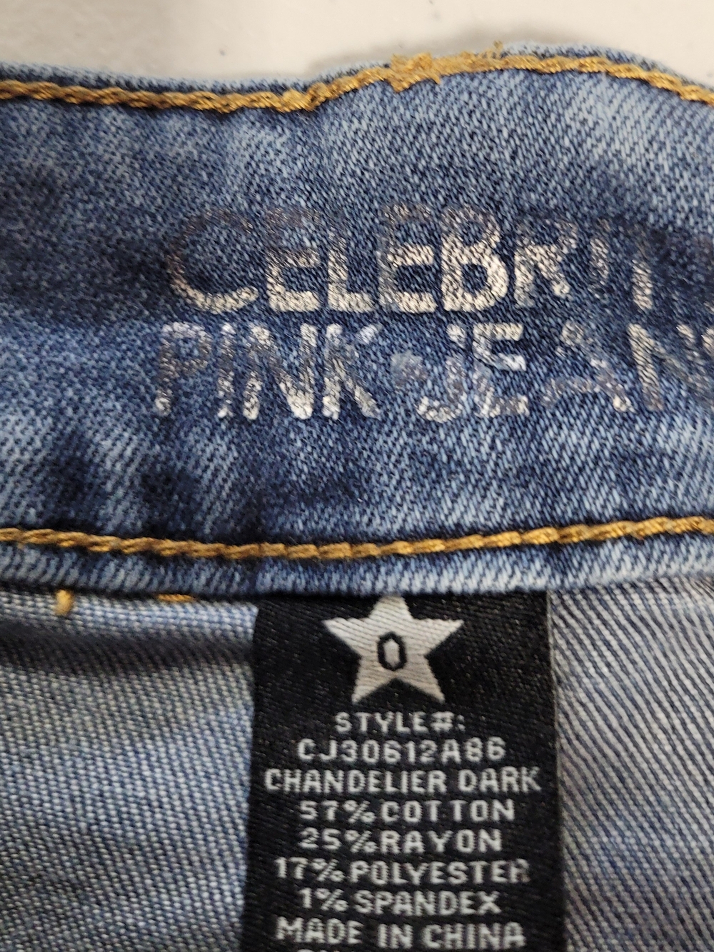 Celebrity Pink Blue Denim Cutoff Jean Shorts - Picture 2 of 3